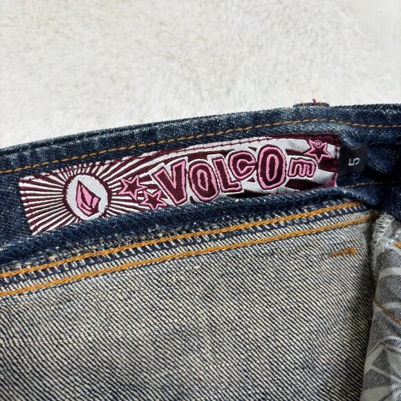 Volcom Mini Skirt 5 Y2K Dark Wash Button-Fly Denim Blue Women's - Picture 9 of 10